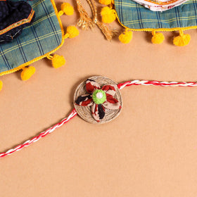  Handmade Fabric Flower Jute Rakhi (Set of 2)