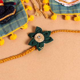  Handmade Fabric Flower Jute Rakhi (Set of 2)