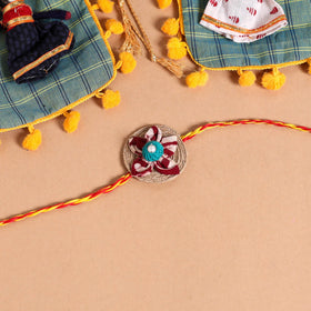  Handmade Fabric Flower Jute Rakhi (Set of 2)