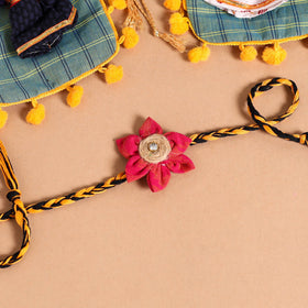  Handmade Fabric Flower Jute Rakhi (Set of 2)