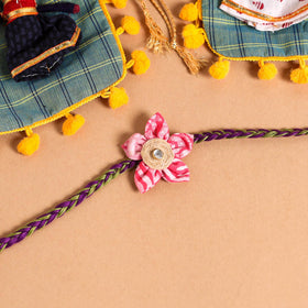  Handmade Fabric Flower Jute Rakhi (Set of 2)