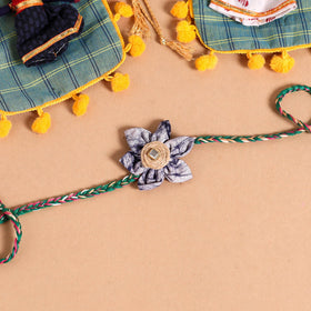  Handmade Fabric Flower Jute Rakhi (Set of 2)