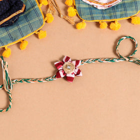  Handmade Fabric Flower Jute Rakhi (Set of 2)