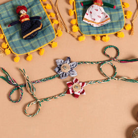  Handmade Fabric Flower Jute Rakhi (Set of 2)