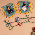  Handmade Fabric Flower Jute Rakhi (Set of 2)
