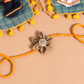  Handmade Fabric Flower Jute Rakhi (Set of 2)