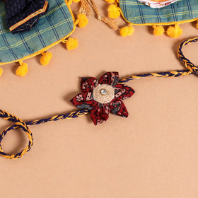  Handmade Fabric Flower Jute Rakhi (Set of 2)