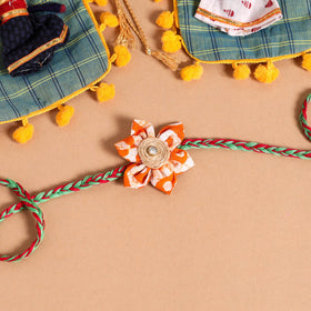  Handmade Fabric Flower Jute Rakhi (Set of 2)