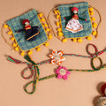  Handmade Fabric Flower Jute Rakhi (Set of 2)