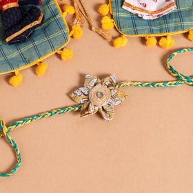  Handmade Fabric Flower Jute Rakhi (Set of 2)