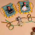  Handmade Fabric Flower Jute Rakhi (Set of 2)