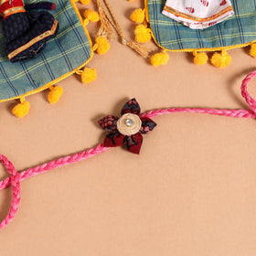  Handmade Fabric Flower Jute Rakhi (Set of 2)