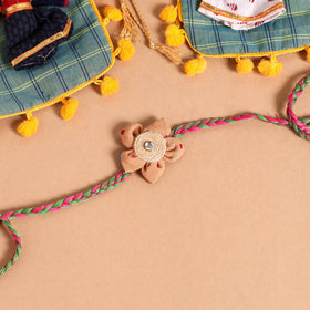 Handmade Fabric Flower Jute Rakhi (Set of 2)