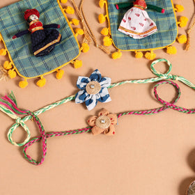  Handmade Fabric Flower Jute Rakhi (Set of 2)