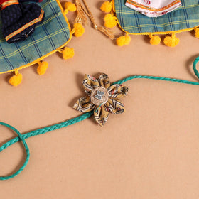  Handmade Fabric Flower Jute Rakhi (Set of 2)