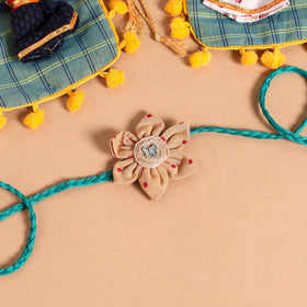  Handmade Fabric Flower Jute Rakhi (Set of 2)