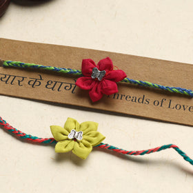 Handmade Fabric Flower Rakhi (Assorted Set of 2)
