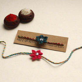 Handmade Fabric Flower Rakhi (Assorted Set of 2)