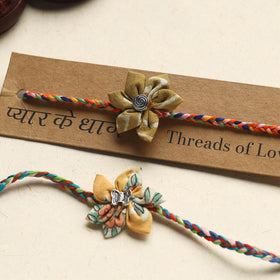 Handmade Fabric Flower Rakhi (Assorted Set of 2)