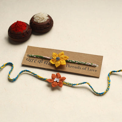 Handmade Fabric Flower Rakhi (Assorted Set of 2)