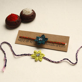 Handmade Fabric Flower Rakhi (Assorted Set of 2)
