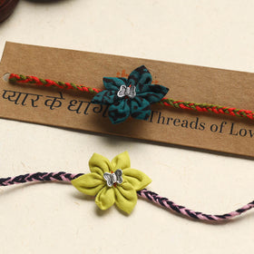 Handmade Fabric Flower Rakhi (Assorted Set of 2)