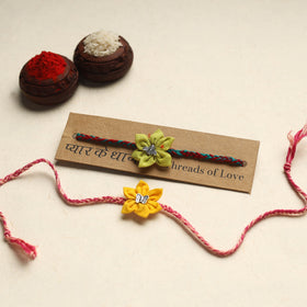 Handmade Fabric Flower Rakhi (Assorted Set of 2)