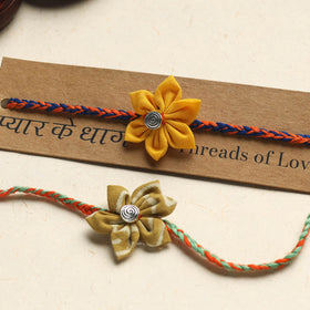 Handmade Fabric Flower Rakhi (Assorted Set of 2)