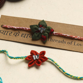 Handmade Fabric Flower Rakhi (Assorted Set of 2)