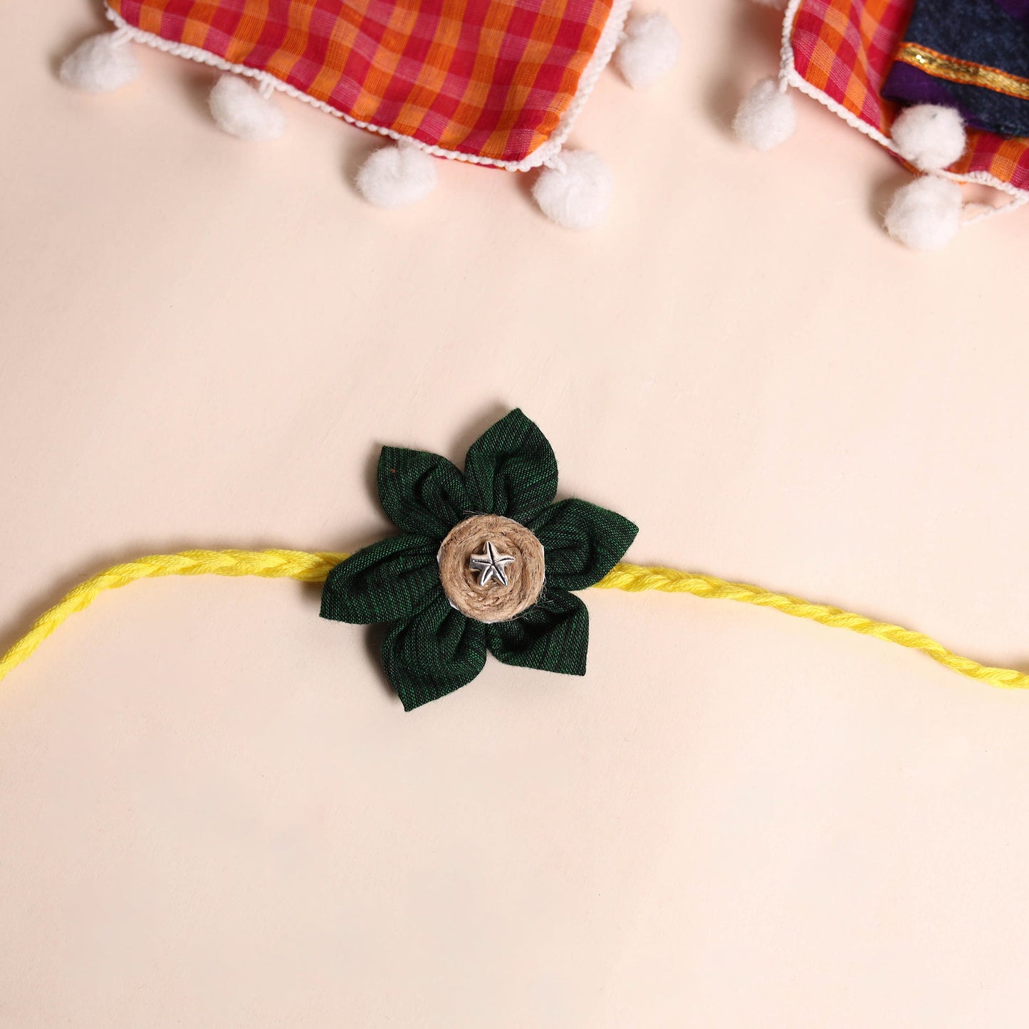  Handmade Fabric Flower Rakhi (Set of 2)