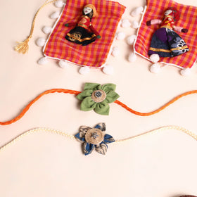  Handmade Fabric Flower Rakhi (Set of 2)