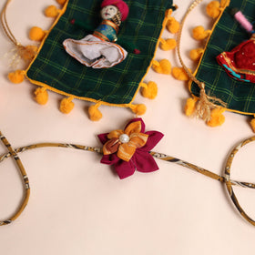 Handmade Fabric Flower Rakhi (Set of 2)