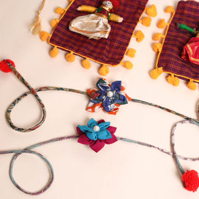  Handmade Fabric Flower Rakhi (Set of 2)