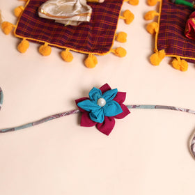  Handmade Fabric Flower Rakhi (Set of 2)