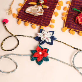  Handmade Fabric Flower Rakhi (Set of 2)