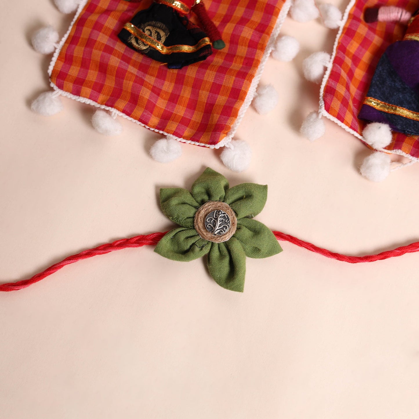 Handmade Fabric Flower Rakhi (Set of 2)
