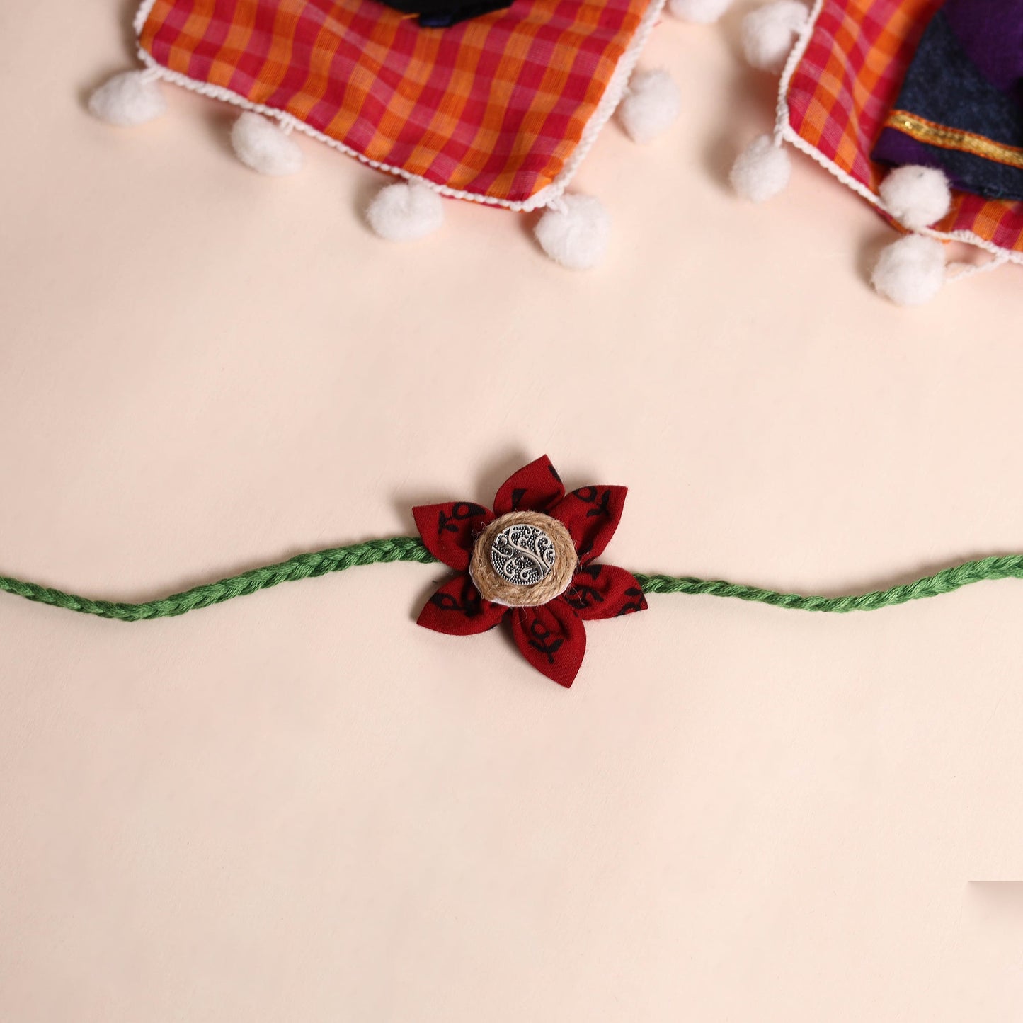  Handmade Fabric Flower Rakhi (Set of 2)