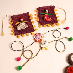  Handmade Fabric Flower Rakhi (Set of 2)