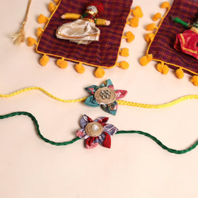 Handmade Fabric Flower Rakhi (Set of 2)