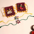  Handmade Fabric Flower Rakhi (Set of 2)