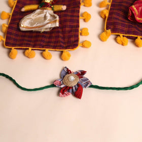  Handmade Fabric Flower Rakhi (Set of 2)