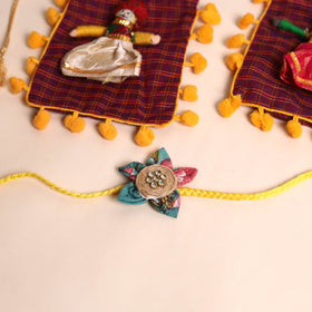  Handmade Fabric Flower Rakhi (Set of 2)