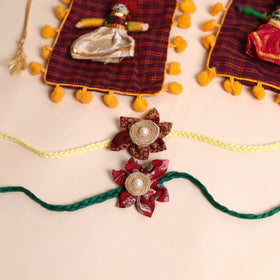  Handmade Fabric Flower Rakhi (Set of 2)