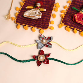  Handmade Fabric Flower Rakhi (Set of 2)
