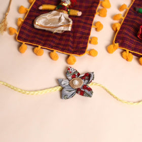  Handmade Fabric Flower Rakhi (Set of 2)
