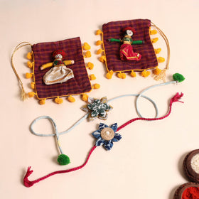  Handmade Fabric Flower Rakhi (Set of 2)