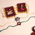  Handmade Fabric Flower Rakhi (Set of 2)
