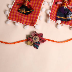  Handmade Fabric Flower Rakhi (Set of 2)