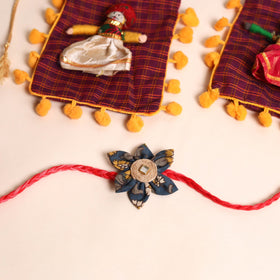  Handmade Fabric Flower Rakhi (Set of 2)