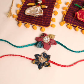  Handmade Fabric Flower Rakhi (Set of 2)